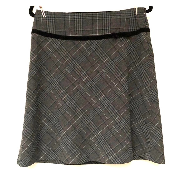 Maurice’s Gray and Blue Plaid Skirt with Trim - Picture 1 of 6